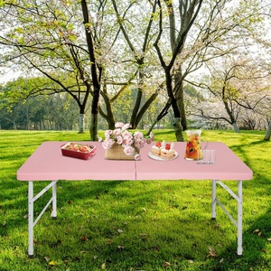 Mesas Plegables <span class=keywords><strong>de</strong></span> Plástico Resistente <span class=keywords><strong>de</strong></span> Color Rosa para Exteriores, <span class=keywords><strong>de</strong></span> 8 Pies <span class=keywords><strong>de</strong></span> Largo, para Eventos y Picnics, Mesas Plegables <span class=keywords><strong>de</strong></span> Plástico <span class=keywords><strong>de</strong></span> 4 Pies <span class=keywords><strong>de</strong></span> Largo para Eventos y Picnics - Product Image 2