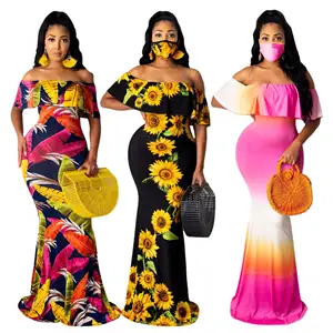 Sexy Sundress Floral Print Strapless Holiday Long Dress Women Casual Off Shoulder Backless Evening Party Dresses Beach Vestidos