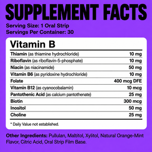 Complément alimentaire en comprimés oraux à dissolution rapide de complexe de vitamine B, 30 portions avec folate, biotine, choline - Product Image 2