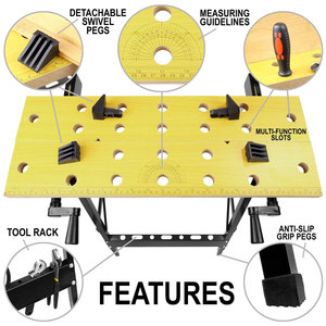 Multi Adjustable Folding <b>Steel</b> Industrial Grade <b>Workbench</b> Saw Horse for Workshop DIY Office Home Use OEM/ODM Available - Product Image 5