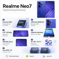 Teléfono Inteligente para Juegos Realme Neo7 5G, Dimensity 9300+, 7000 mAh, Carga Súper Rápida de 80 W, Pantalla AMOLED de 6000 Nits, Cámara OIS de 50 MP, NFC, en Oferta
