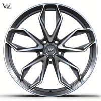 Jantes forgées légères 6061-T6 à 5 branches, profil profond, finition noire usinée, 17-22 pouces, 5x112 5x114.3, jantes de performance pour marché secondaire