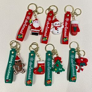 Llavero Navideño de Plástico con Diseño de Personaje de Dibujos Animados de Santa Claus, Adornos Colgantes para Decoración de Árboles de Navidad - Product Image 2