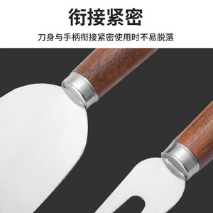 Cheese Tools Acacia Wood Stainless Steel Knife Fork Spatula Set For Baking Kitchen Use 18 In Length Durable Hand Wash Only - Product Image 2