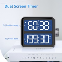 Timer Dapur Digital Layar Ganda dengan Fitur Countdown Ganda, Lampu Latar, Plastik Ramah Lingkungan, Bertenaga Baterai