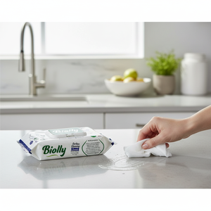 Lingettes nettoyantes pour surfaces en coton Biolly, 50 pièces - Product Image 3