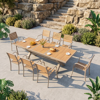 Ensemble de salle à manger de jardin au design 2026, table télescopique en aluminium et 10 chaises, mobilier résistant aux intempéries