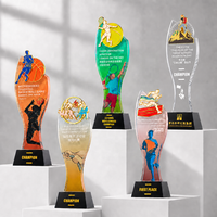 Trophée personnalisé en cristal pour compétitions sportives de tennis, volleyball, cyclisme, natation, en métal doré