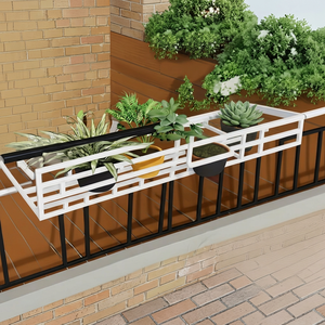 Support de plante suspendu rectangulaire en plastique blanc pour fleurs et plantes vertes, utilisation en jardin, design moderne et minimaliste - Product Image 6