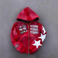 Sweat à capuche unisexe personnalisé avec logo, imprimé lettres américaines, style Y2K streetwear décontracté, pour couple, en molleton bouclette, vente en gros