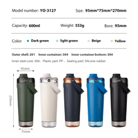 Botol Shaker Vakum Stainless Steel Klasik 600ML untuk Gym, Protein, Olahraga, Logam, Bebas BPA, Tumbler Terisolasi, Mug Kopi untuk Kantor