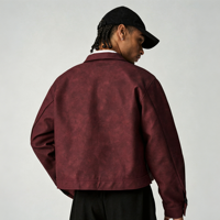 Chaqueta de Lona Personalizada de Alta Calidad, 100% Algodón, Estilo Urbano Vintage, Chaqueta Bomber Corta para Hombre con Logotipo Personalizado