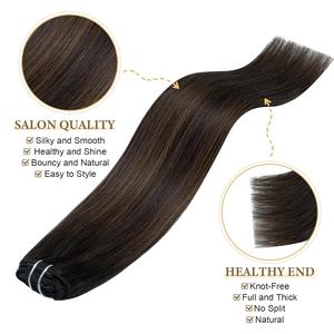 Extensiones de Cabello Remy Lanrui con Clip, Lisas Naturales, <span class=keywords><strong>Balayage</strong></span> Marrón <span class=keywords><strong>Castaño</strong></span> <span class=keywords><strong>Oscuro</strong></span>, Tejido Doble a Máquina Brasileño, Doble Trama - Product Image 4