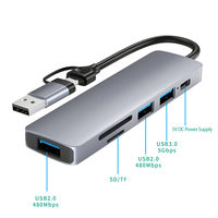Base de expansión tipo C 6 en 1 de alta calidad para MacBook USB 3,0 interfaz multifunción carga rápida HDMI 100 Mbps puerto de red