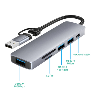 <span class=keywords><strong>Dock</strong></span> d'extension 6-en-1 type-c de haute qualité pour <span class=keywords><strong>MacBook</strong></span> USB 3.0 Interface multifonction Charge rapide Port réseau HDMI 100 Mbps - Product Image 4
