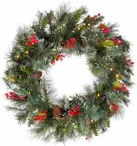 Guirlandes de Noël artificielles en PVC de 40 cm, faites à la main, avec LED, pour l'extérieur, avec guirlandes de Noël - Product Image 1