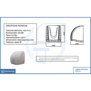 Sèche-mains électrique automatique ABS à air chaud pour usage domestique et hôtelier - Canton - Product Image 2