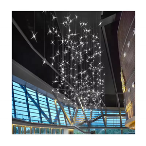 Tùy chỉnh sang trọng trong nhà trang trí chiếu sáng lớn hình ngôi sao chiếu sáng tay thổi đèn chùm thủy tinh cho khách sạn hành lang và tiền sảnh - Product Image 1