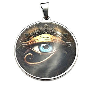 N57T Collier pour homme en acier inoxydable plaqué PVD, avec cabochon en verre motif Yeux <span class=keywords><strong>Mal</strong></span>éfiques et <span class=keywords><strong>film</strong></span> pressé, tendance, étanche, hypoallergénique, inaltérable - Product Image 5