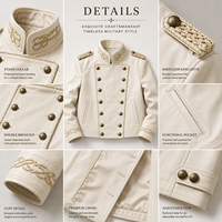 Veste en similicuir courte style Napoléon Royal vintage OEM avec épaulettes tressées dorées personnalisées et col montant pour homme