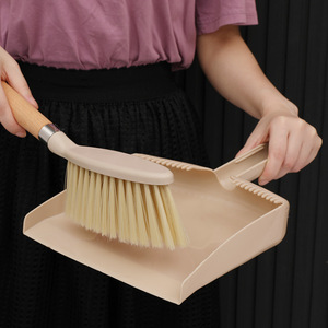 <b>Mini</b> Broom And Dustpan Set With Wooden Handle For Floor <b>Sofa</b> Desk Cleaning Small Size PP Material - Product Image 1