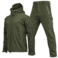 Ensemble uniforme tactique d'hiver pour homme 2026 : Veste et pantalon softshell imperméables à membrane collée, avec capuche