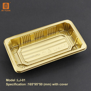 Chất Lượng Tốt Hình Chữ Nhật Vàng Với Bìa Chống Sương Mù Stackable Ưa Thích Khác Nhau Công Suất Sushi Container - Product Image 4