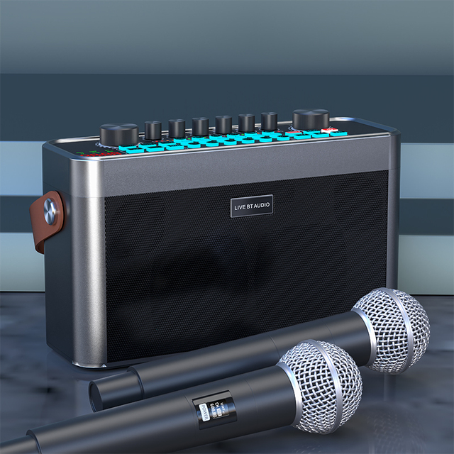 2026 Subwoofer Sound Card Stage Blue Tooth Bt Speaker Home KTV Portable Party Karaoke Speaker with Dual Wireless Microphone