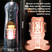 Godet de masturbation masculin télescopique entièrement automatique à dilatation et contraction profondes, avec stimulation par succion, vibration et piston, jouet sexuel