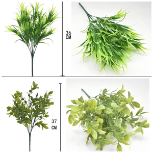 Flores artificiales de plástico duradero y plantas verdes que incluyen <span class=keywords><strong>hojas</strong></span> de <span class=keywords><strong>eucalipto</strong></span> y hierba persa - Product Image 3