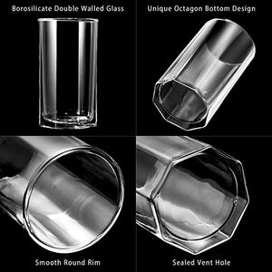 Bicchieri da caffè a doppia parete isolati ottagonali unici da 13.5 once per Cappuccino o Latte Macchiato - Product Image 5