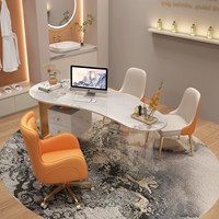 Bureau minimaliste moderne en fer style crème avec tiroir, anti-taches, pour ordinateur et écriture, idéal pour le bureau et les salons de beauté