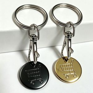 Custom Zinc Alloy Keyring Trolley Coin Round Epoxy Branded Key Chain Set with Token - Product Image 1