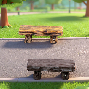 Mini-banc en résine simulée pour décorations paysagères, chaise en bois miniature réaliste, ornements de bureau, accessoires de bricolage - Product Image 6