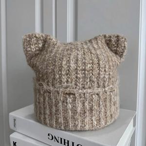 2025 New Arrival High Quality Winter Thickened Warm Cute Cat Ear Unisex Knitted Breathable Waterproof Travel Beanie <b>Hat</b> - Product Image 5