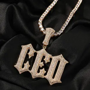 C & J personalizado Hip Hop 26 alfabeto colgante collar Bling diamante circón letra collar