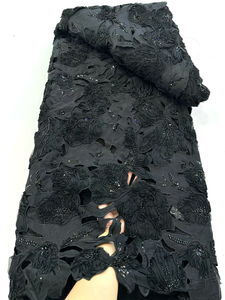 Tela <span class=keywords><strong>de</strong></span> Encaje Africano <span class=keywords><strong>de</strong></span> Alta Calidad NI.AI con Apliques 3D, Flores con Volantes y Pedrería, Encaje Nigeriano <span class=keywords><strong>de</strong></span> Lujo para Vestidos <span class=keywords><strong>de</strong></span> Fiesta y Bodas - Product Image 3