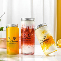 Bouteilles de jus personnalisées en plastique pour boissons froides Récipients réutilisables transparents Bouteilles de thé à bulles Bouteilles de jus en plastique vides