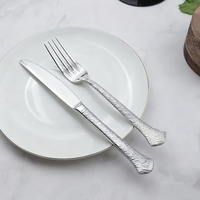 Ensemble de couverts en acier inoxydable 304 à motif en relief, poli miroir, compatible lave-vaisselle, pour banquets, mariages, hôtels, restaurants, vente en gros