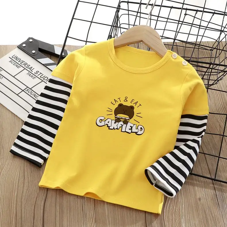 Herfst Jongen T-Shirt Groothandel Baby Kleding 100% Katoenen Lange Mouwen Baby Jongens T-Shirt 1-7 Jaar Oud