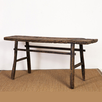Table basse console rustique en bois d'orme recyclé noir de style chinois traditionnel pour maison de campagne