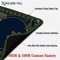 Tapis de Mahjong Américain Vert Forêt en Caoutchouc Naturel Thème Chrismukkah, Vente Directe Usine, pour Jeux de Table à la Maison Noël Hanouka