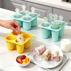Moule à glace DIY en silicone de qualité alimentaire sans BPA, motif animaux de dessin animé, avec couvercle, <span class=keywords><strong>pour</strong></span> la fabrication de bâtonnets glacés et de crèmes glacées <span class=keywords><strong>pour</strong></span> enfants - Product Image 2