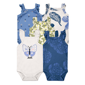 Unisexe été solide bébé barboteuse gilet usine exportation en gros sans manches Onesie décontracté Triangle <span class=keywords><strong>combinaison</strong></span> bouton pour garçons filles - Product Image 4