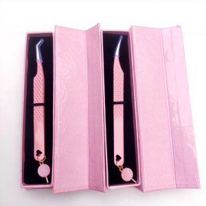 Pince à cils avec logo personnalisé de haute qualité en rose Produit le plus vendu Emballage vide en papier carton avec propre logo - Product Image 1