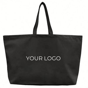 <b>Printed</b> Logo Letter Design Custom <b>Large</b> Canvas Tote Bag With Pocket and Zipper - Product Image 2