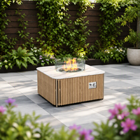 Table de jardin Sigarten en teck avec foyer sans fumée pour restaurant, jardin