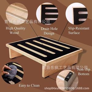 Wooden Footstool 15 3/4 x 12 5/8 Inches Wider Surface Multi-Purpose <b>Bathroom</b> Toilet Step <b>Stool</b> Non-Slip Stable Design - Product Image 3