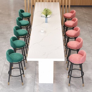 Tabourets <span class=keywords><strong>de</strong></span> <span class=keywords><strong>bar</strong></span> pivotants en <span class=keywords><strong>velours</strong></span> doux <span class=keywords><strong>de</strong></span> style industriel avec dossier bas pour les rassemblements décontractés, les pubs et les bars - Product Image 4