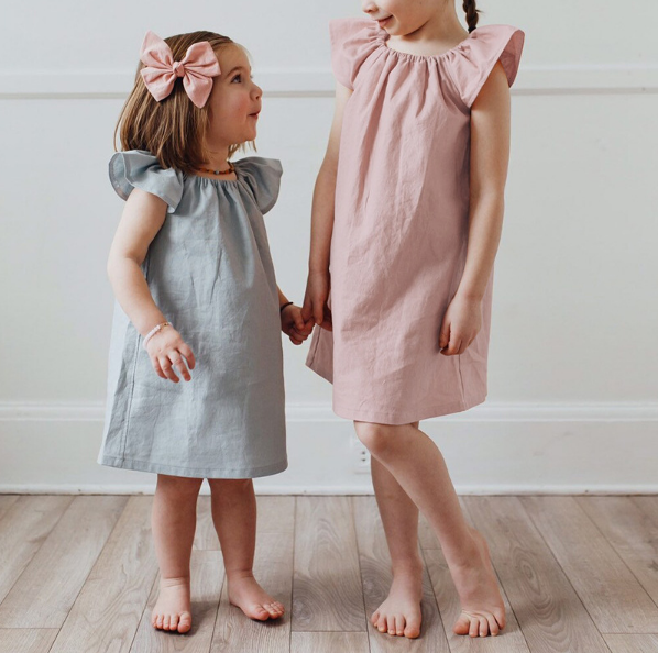 Vestido de verão para meninas de 2 a 8 anos, vestido de princesa com manga  voadora